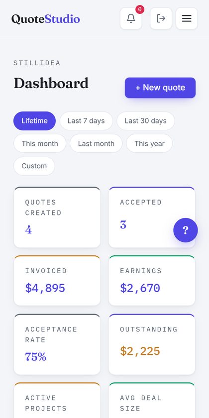 QuoteStudio on mobile